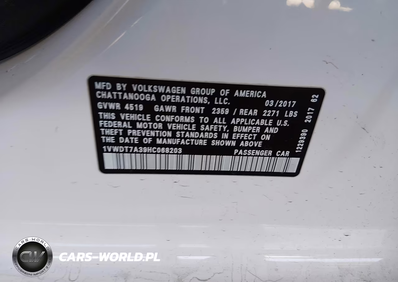 2017 Volkswagen Passat 1.8T R-Line VIN:1VWDT7A39HC068203 - 9