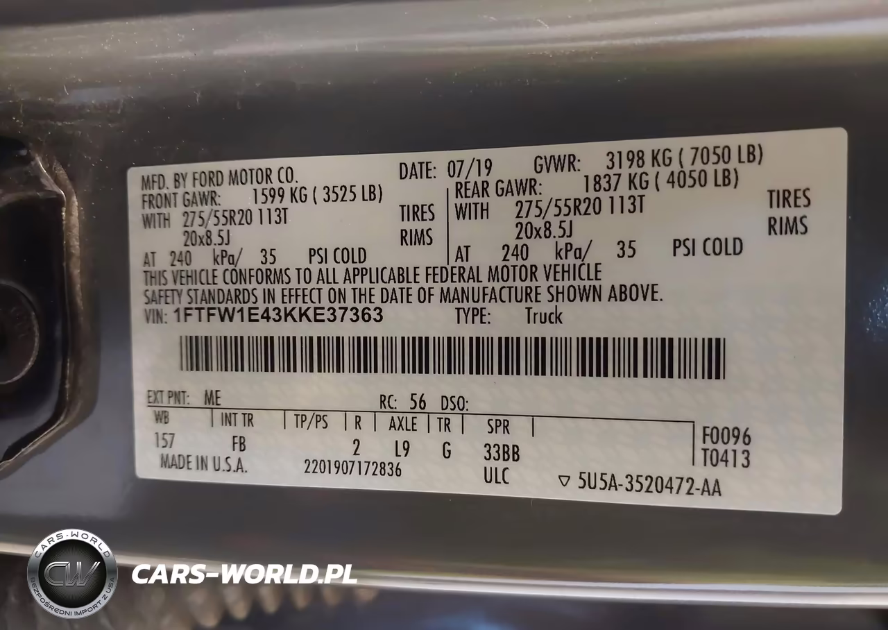 2019 Ford F-150 Xlt VIN:1FTFW1E43KKE37363 - 9
