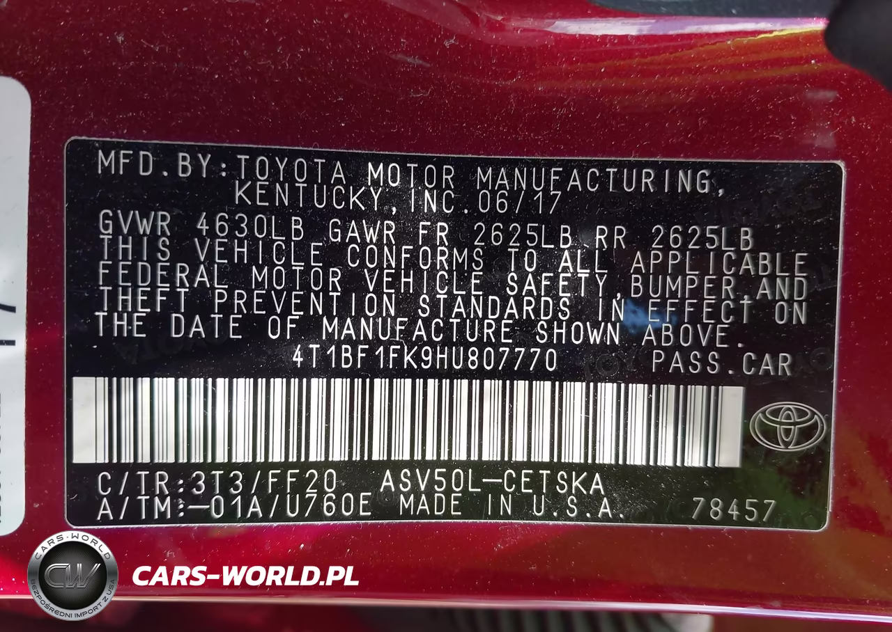 2017 Toyota Camry Se VIN:4T1BF1FK9HU807770 - 9
