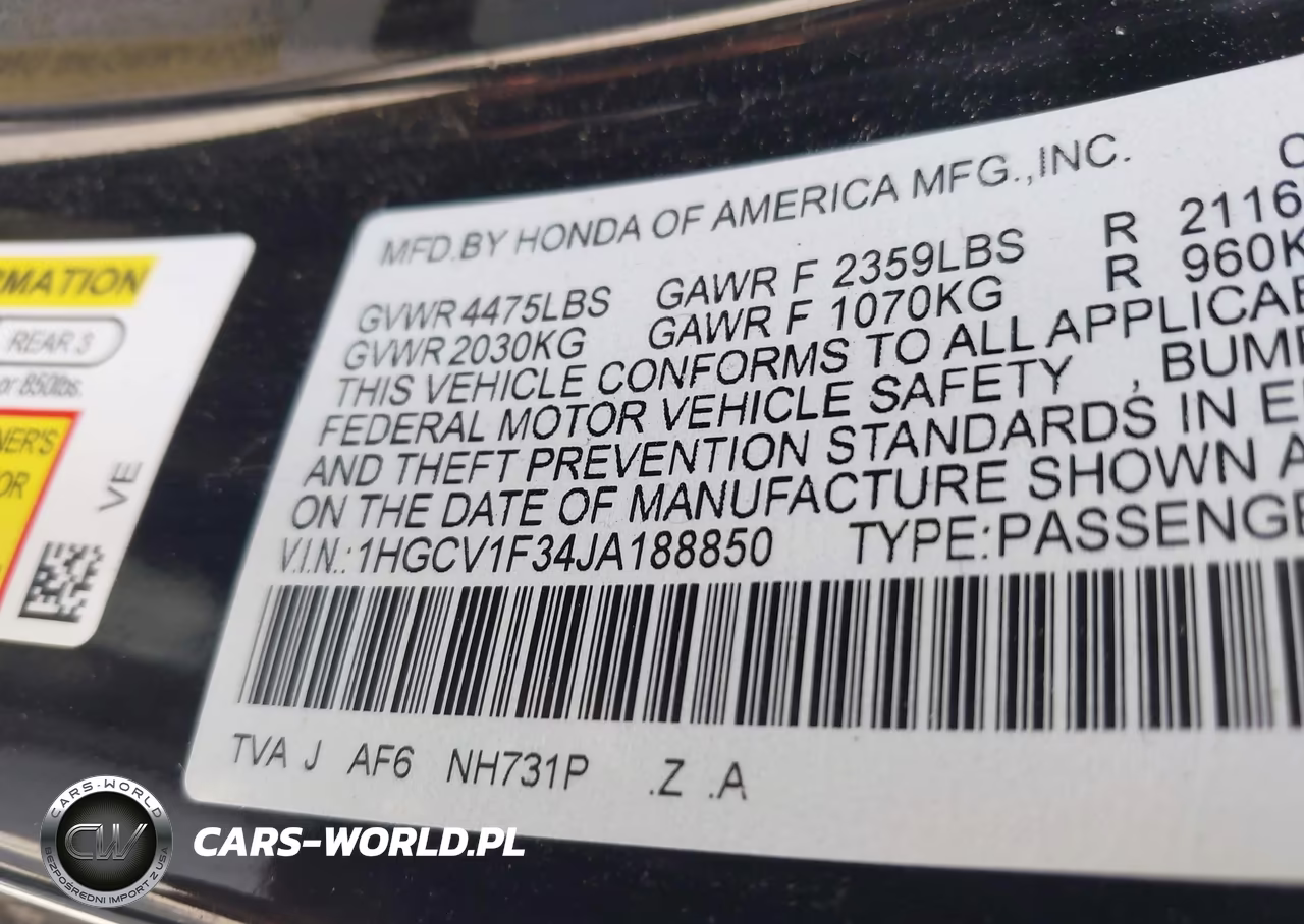 2018 Honda Accord Sport VIN:1HGCV1F34JA188850 - 9