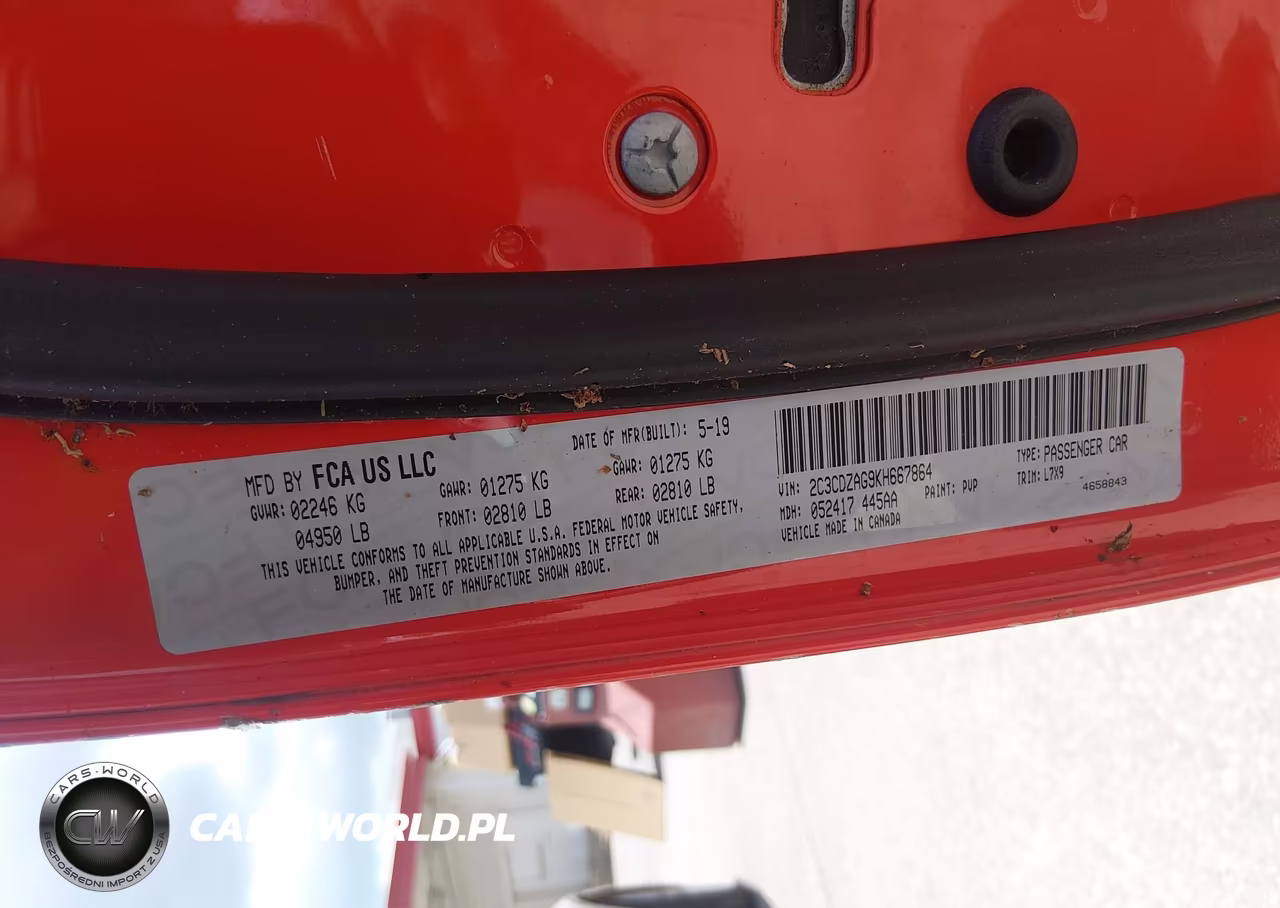 2019 Dodge Challenger Sxt VIN:2C3CDZAG9KH667864 - 9