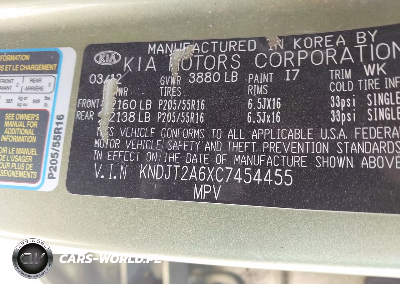 2012 Kia Soul + VIN:KNDJT2A6XC7454455 - 9