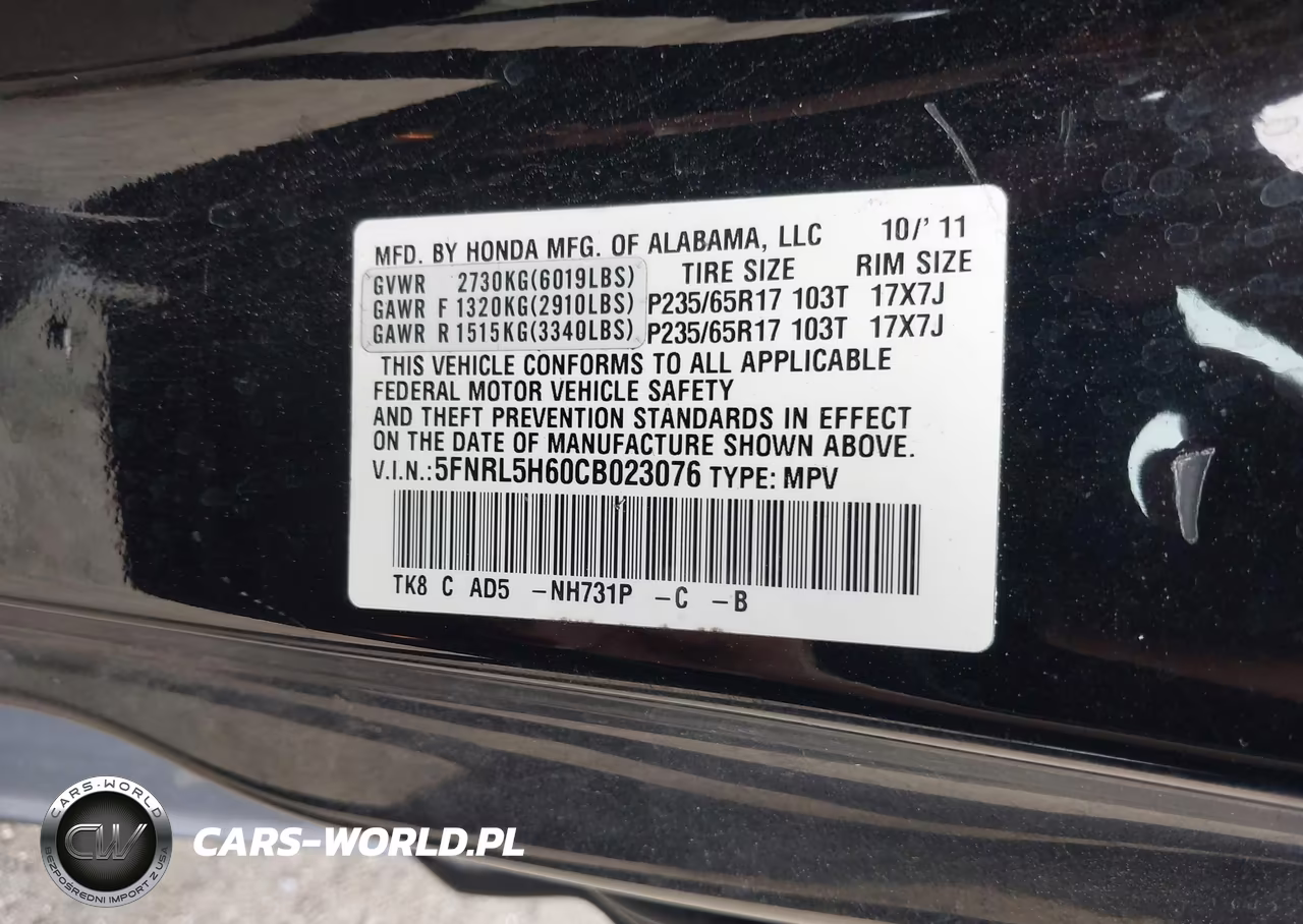 2012 Honda Odyssey Ex-L VIN:5FNRL5H60CB023076 - 9
