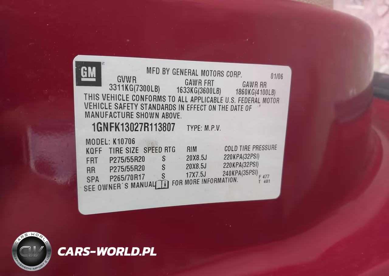 2007 Chevrolet Tahoe Lt VIN:1GNFK13027R113807 - 9