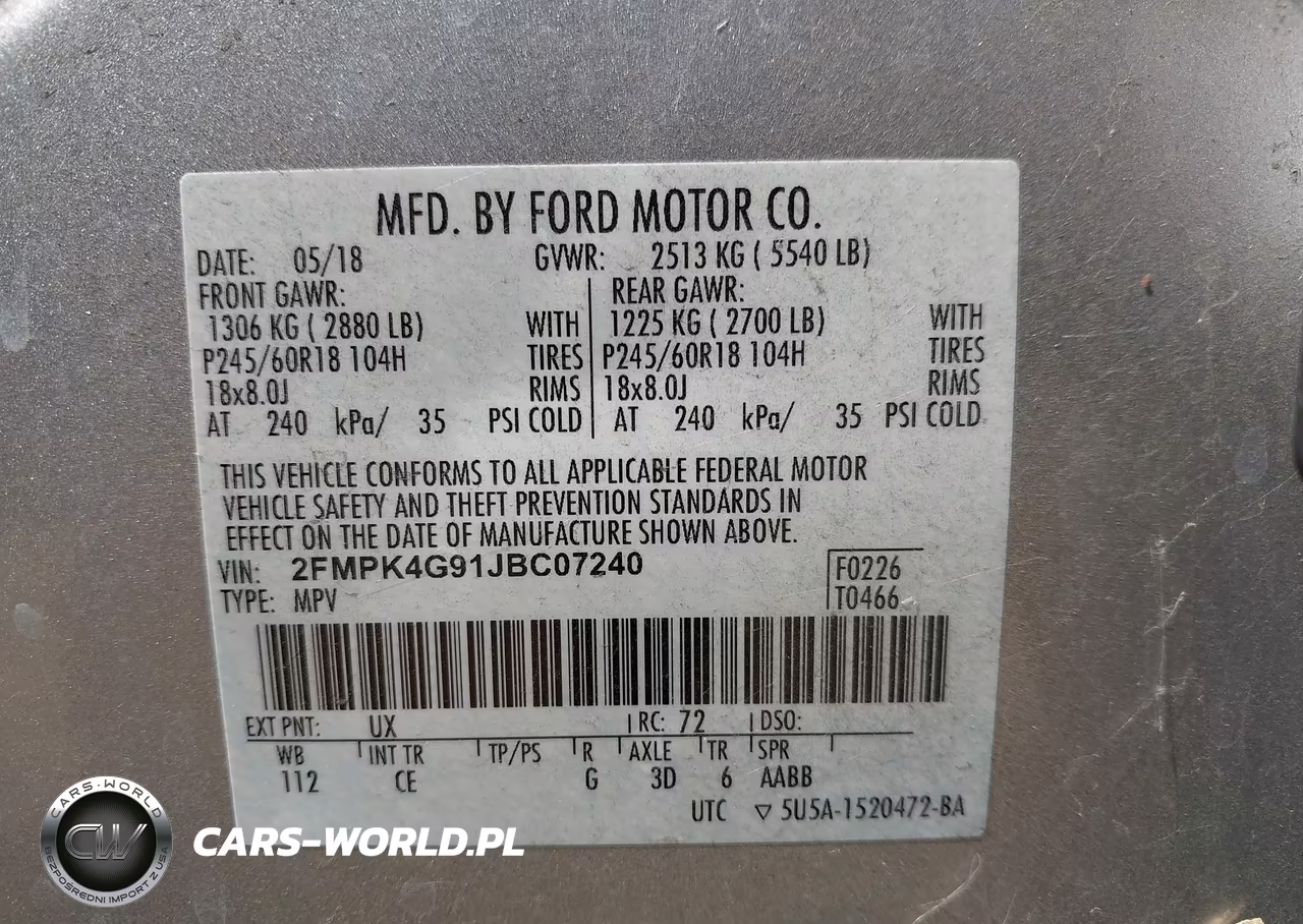 2018 Ford Edge Se VIN:2FMPK4G91JBC07240 - 9