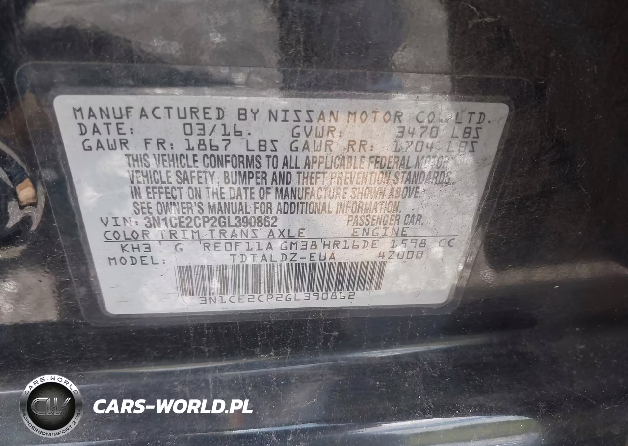 2016 Nissan Versa Note S (Sr)-S Plus-Sl-Sr-Sv VIN:3N1CE2CP2GL390862 - 9