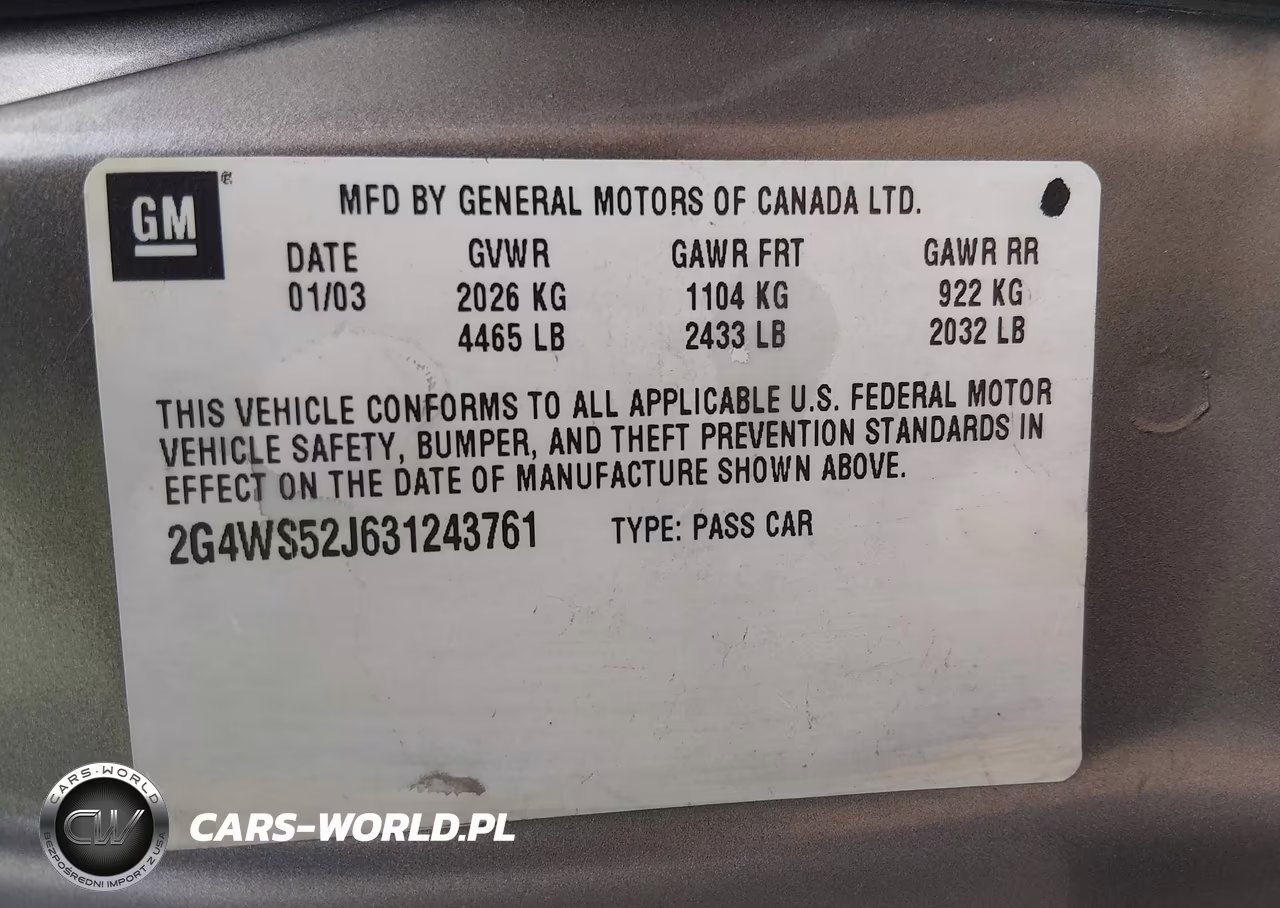 2003 Buick Century Custom VIN:2G4WS52J631243761 - 9