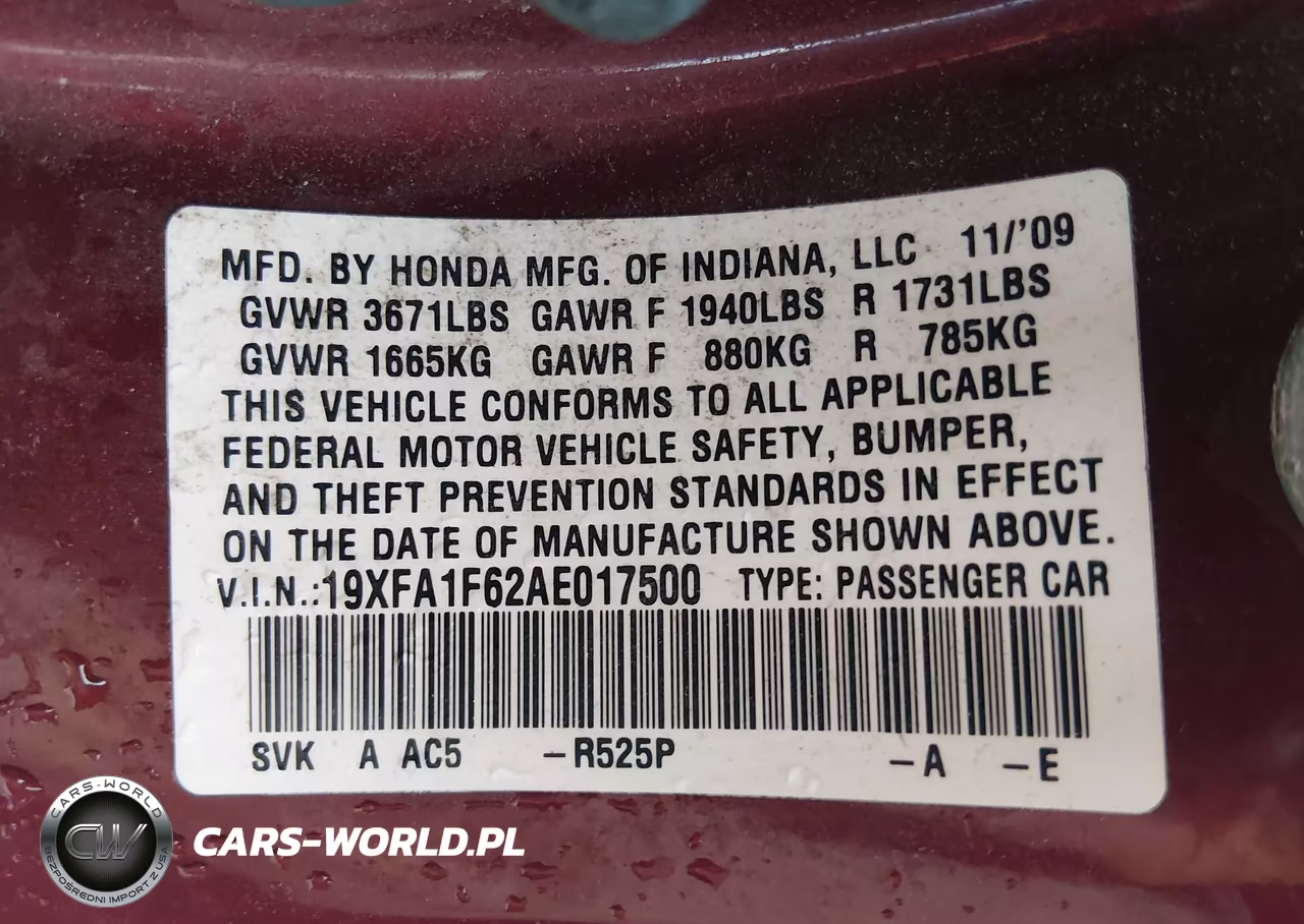 2010 Honda Civic Lx-S VIN:19XFA1F62AE017500 - 9