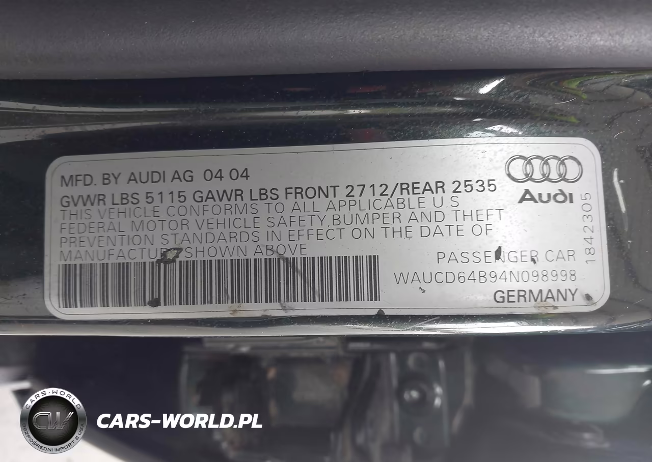 2004 Audi A6 2.7T S-Line VIN:WAUCD64B94N098998 - 9