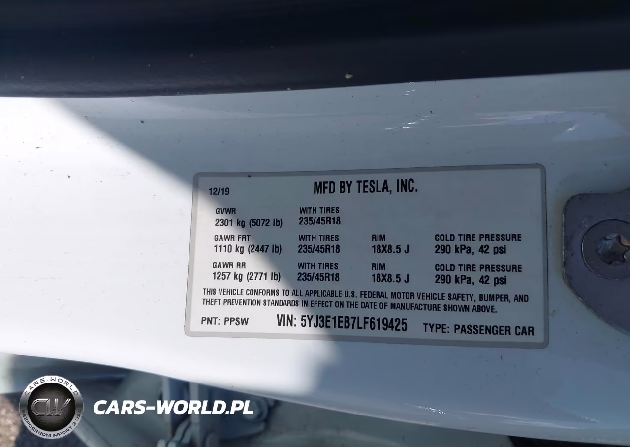 2020 Tesla Model 3 Long Range Dual Motor All-Wheel Drive VIN:5YJ3E1EB7LF619425 - 9