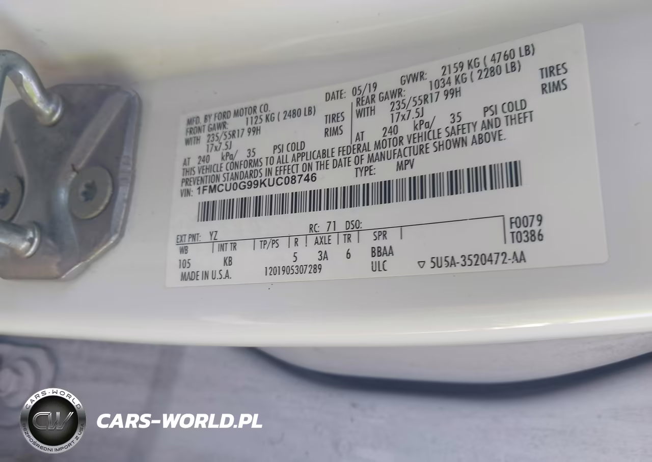 2019 Ford Escape Se VIN:1FMCU0G99KUC08746 - 9