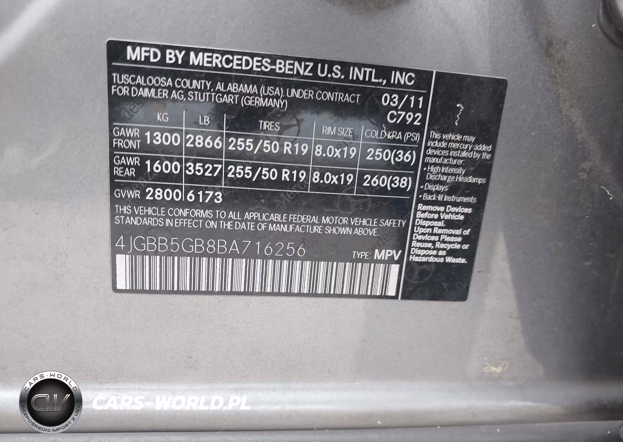 2011 Mercedes-Benz Ml 350 VIN:4JGBB5GB8BA716256 - 9