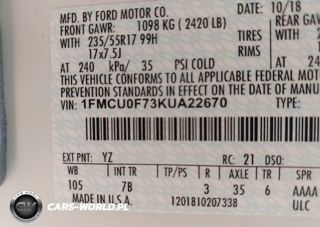 2019 Ford Escape S VIN:1FMCU0F73KUA22670 - 9