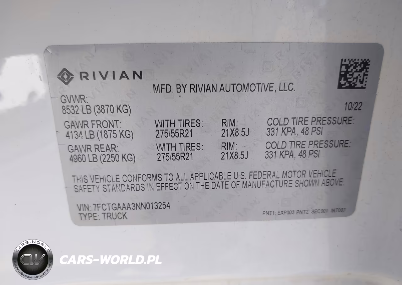 2022 Rivian R1T Adventure VIN:7FCTGAAA3NN013254 - 9
