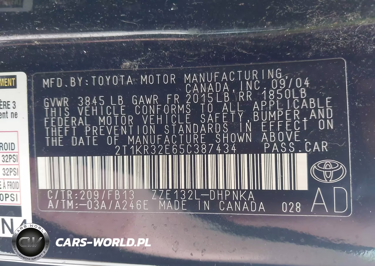 2005 Toyota Matrix Xr VIN:2T1KR32E65C387434 - 9