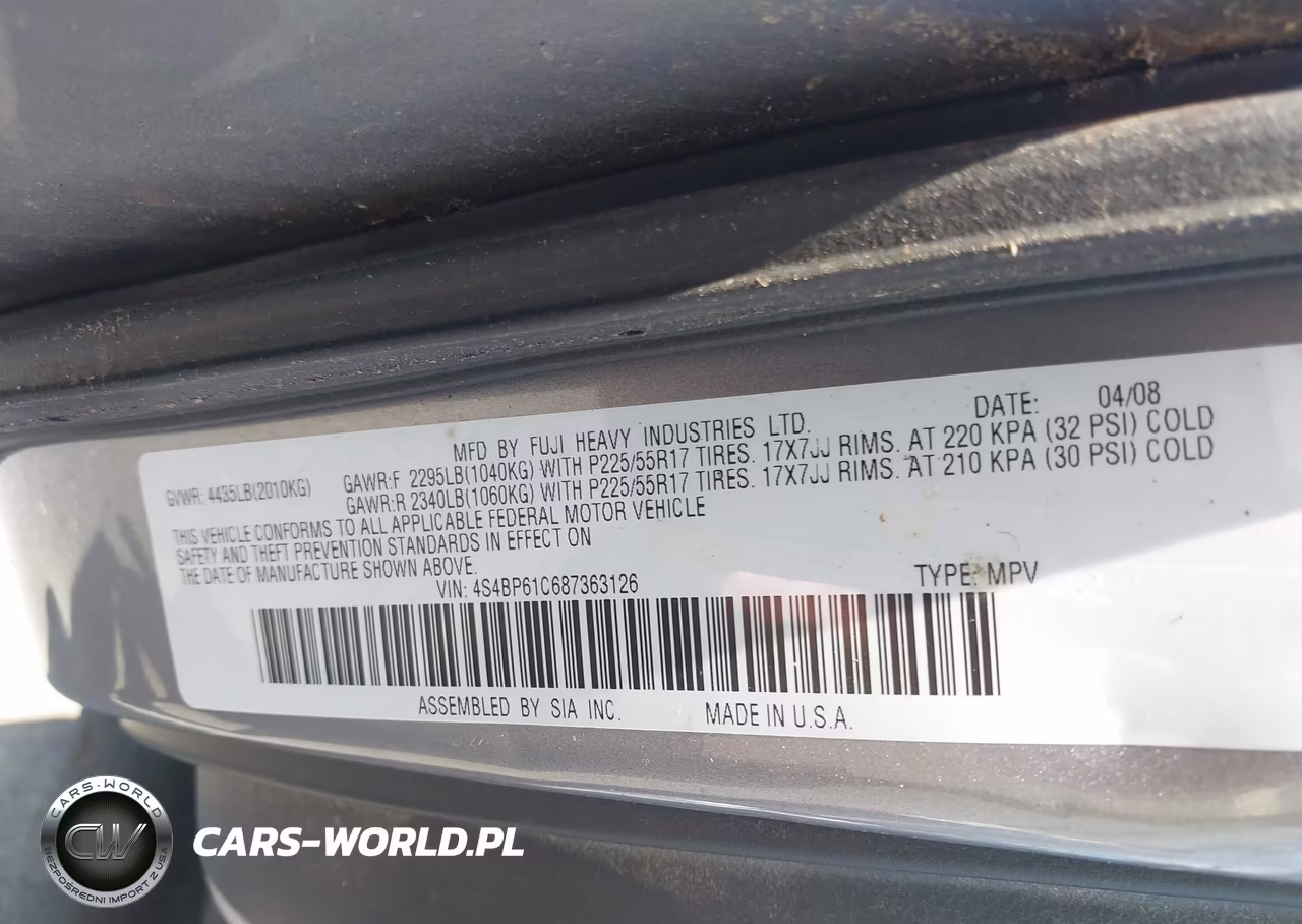 2008 Subaru Outback (Natl) 2.5I L.l. Bean Edition-I VIN:4S4BP61C687363126 - 9