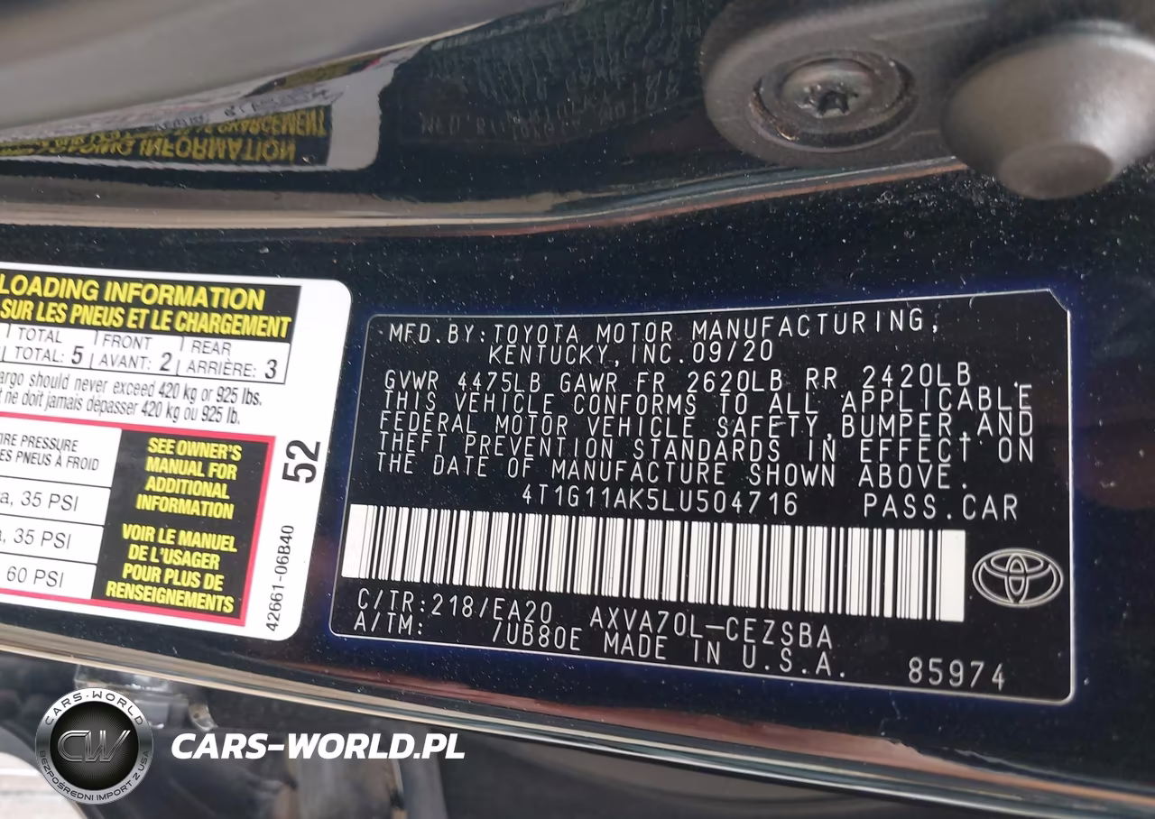 2020 Toyota Camry Se VIN:4T1G11AK5LU504716 - 9