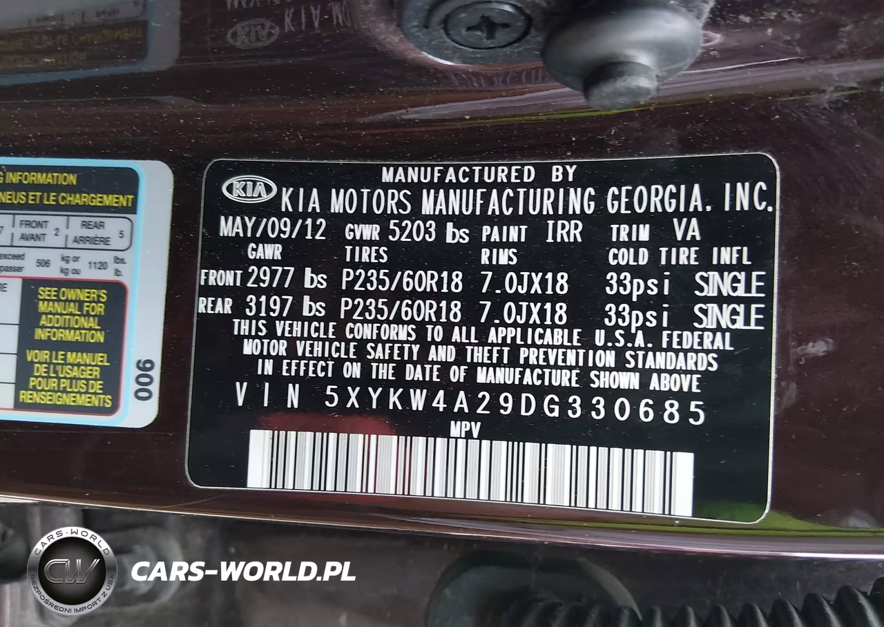 2013 Kia Sorento Sx VIN:5XYKW4A29DG330685 - 9