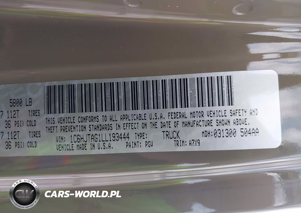 2020 Jeep Gladiator Sport S 4X4 VIN:1C6HJTAG1LL193444 - 9