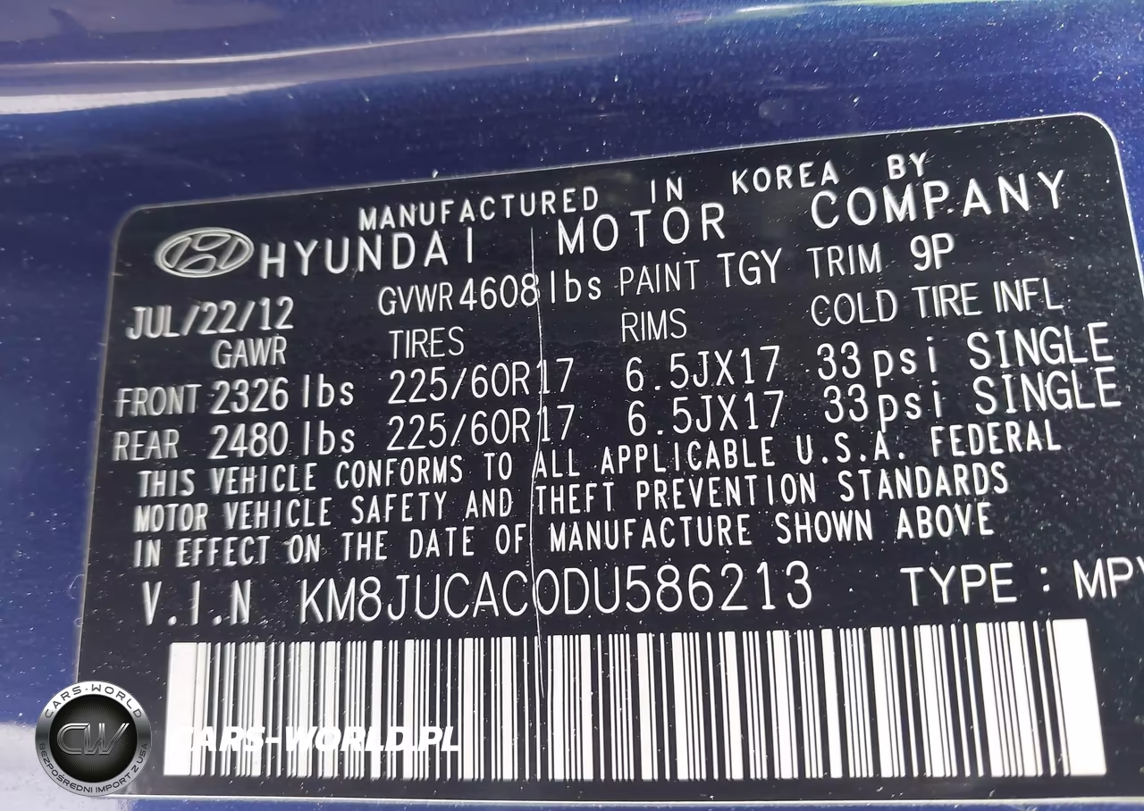 2013 Hyundai Tucson Gls VIN:KM8JUCAC0DU586213 - 9