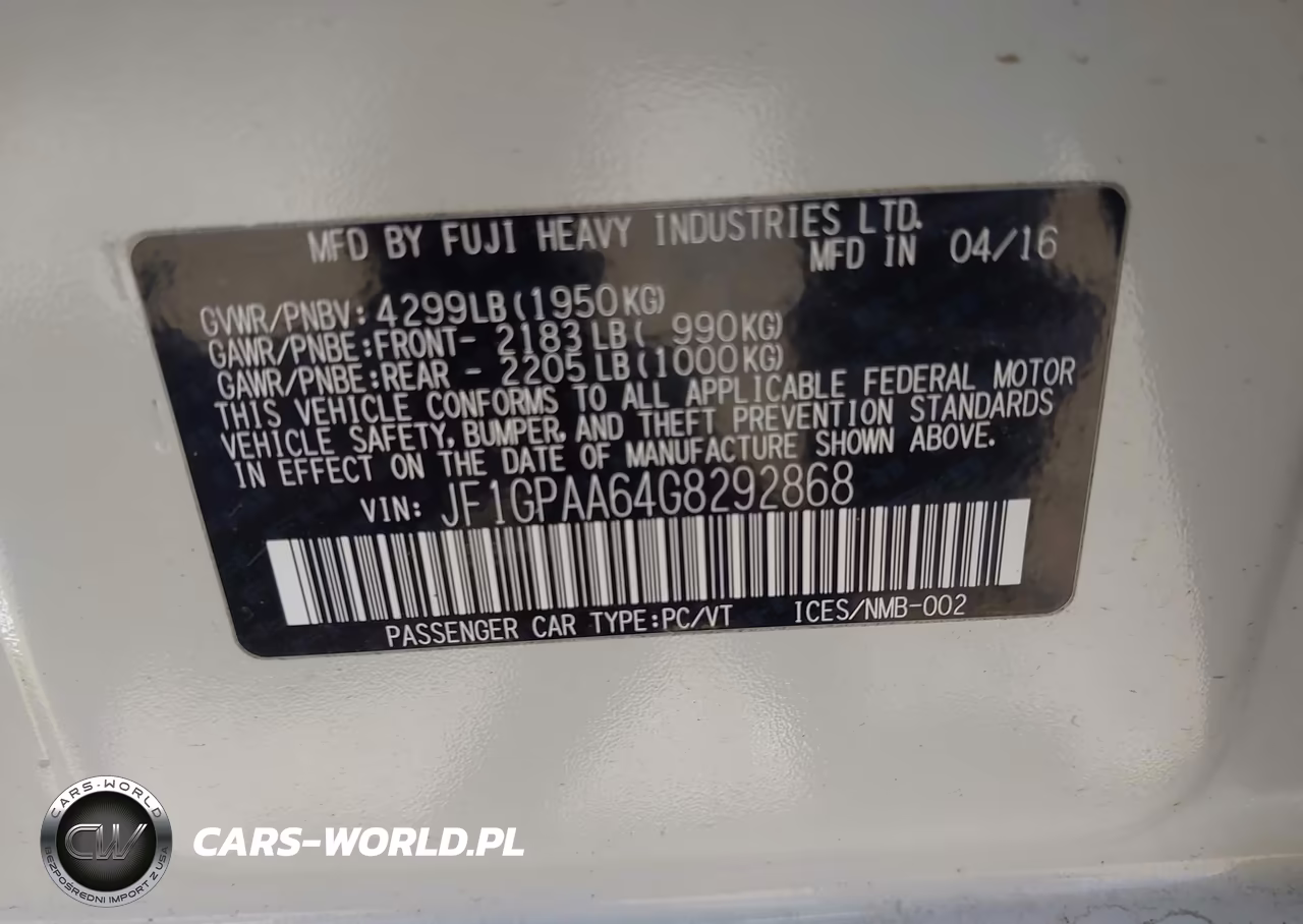 2016 Subaru Impreza 2.0I VIN:JF1GPAA64G8292868 - 9