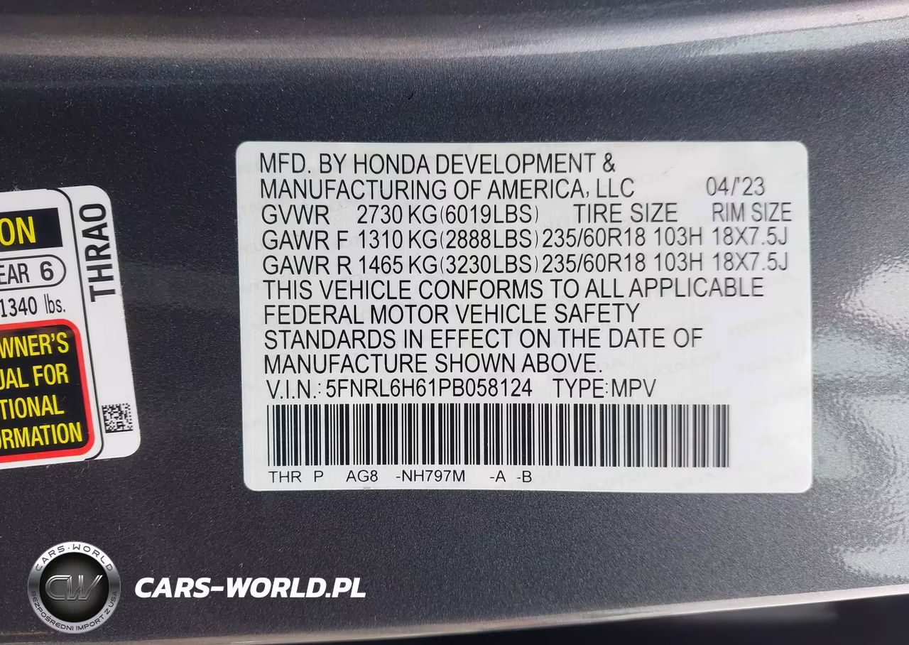 2023 Honda Odyssey Ex-L VIN:5FNRL6H61PB058124 - 9