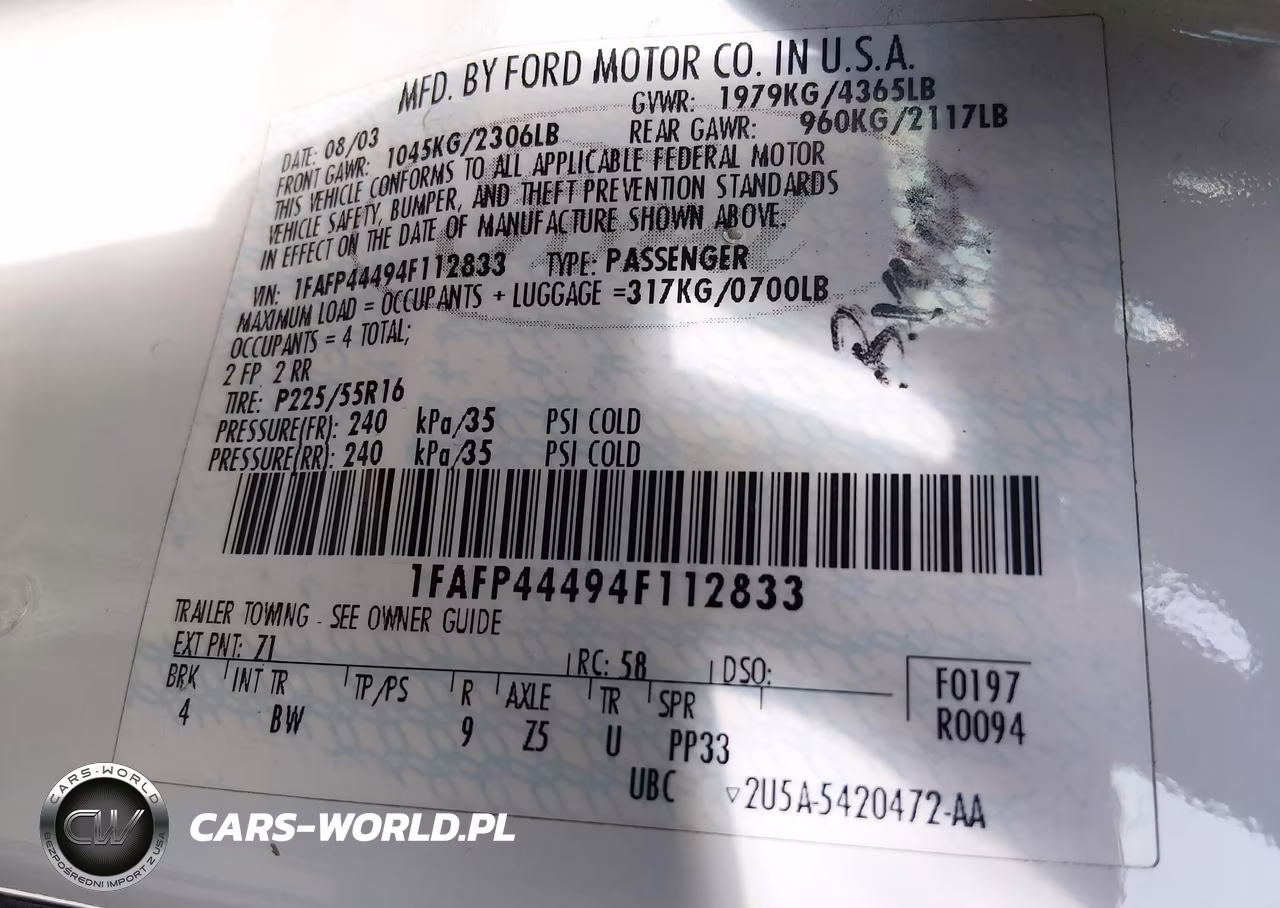2004 Ford Mustang VIN:1FAFP44494F112833 - 9