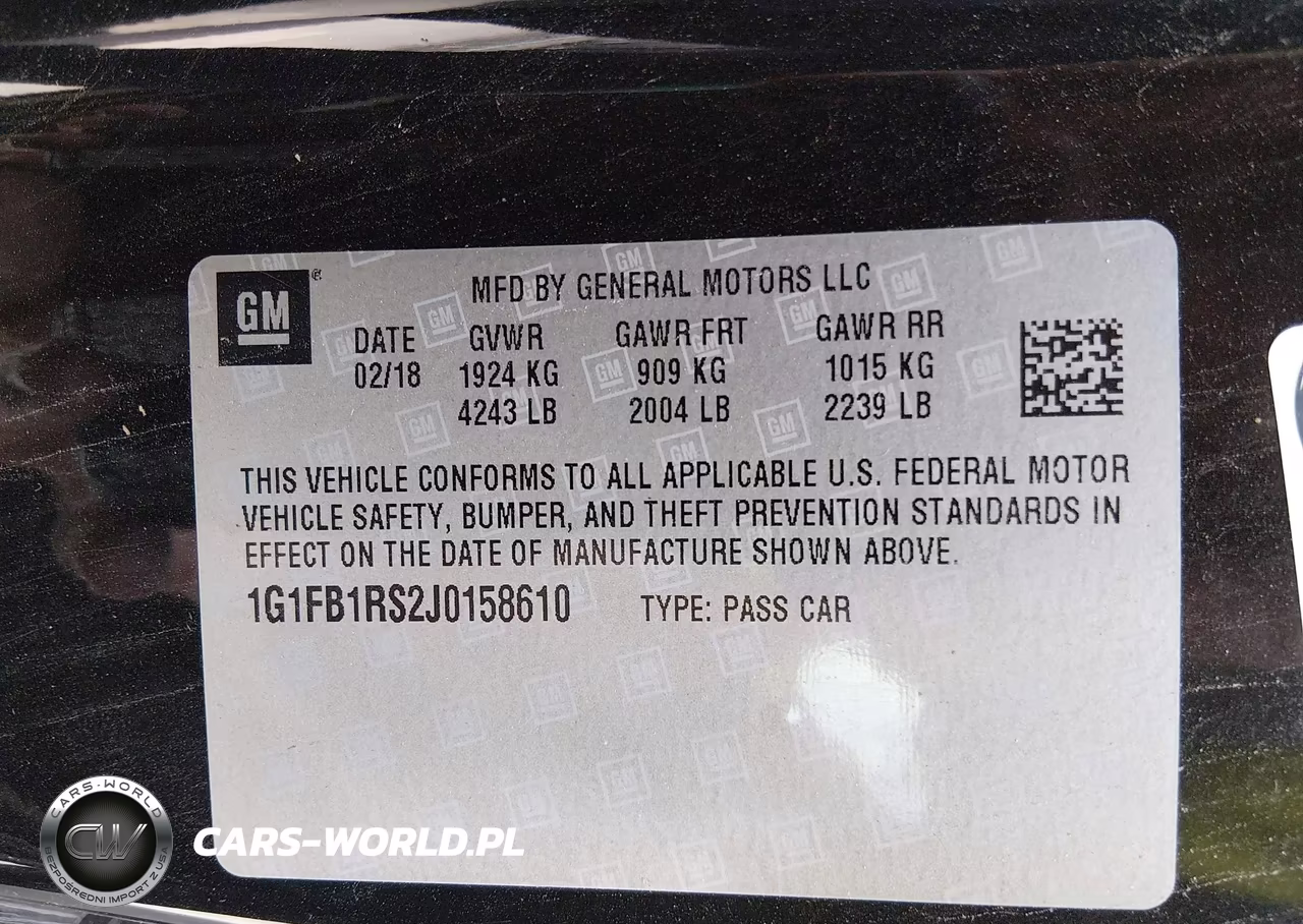 2018 Chevrolet Camaro 1Lt VIN:1G1FB1RS2J0158610 - 9