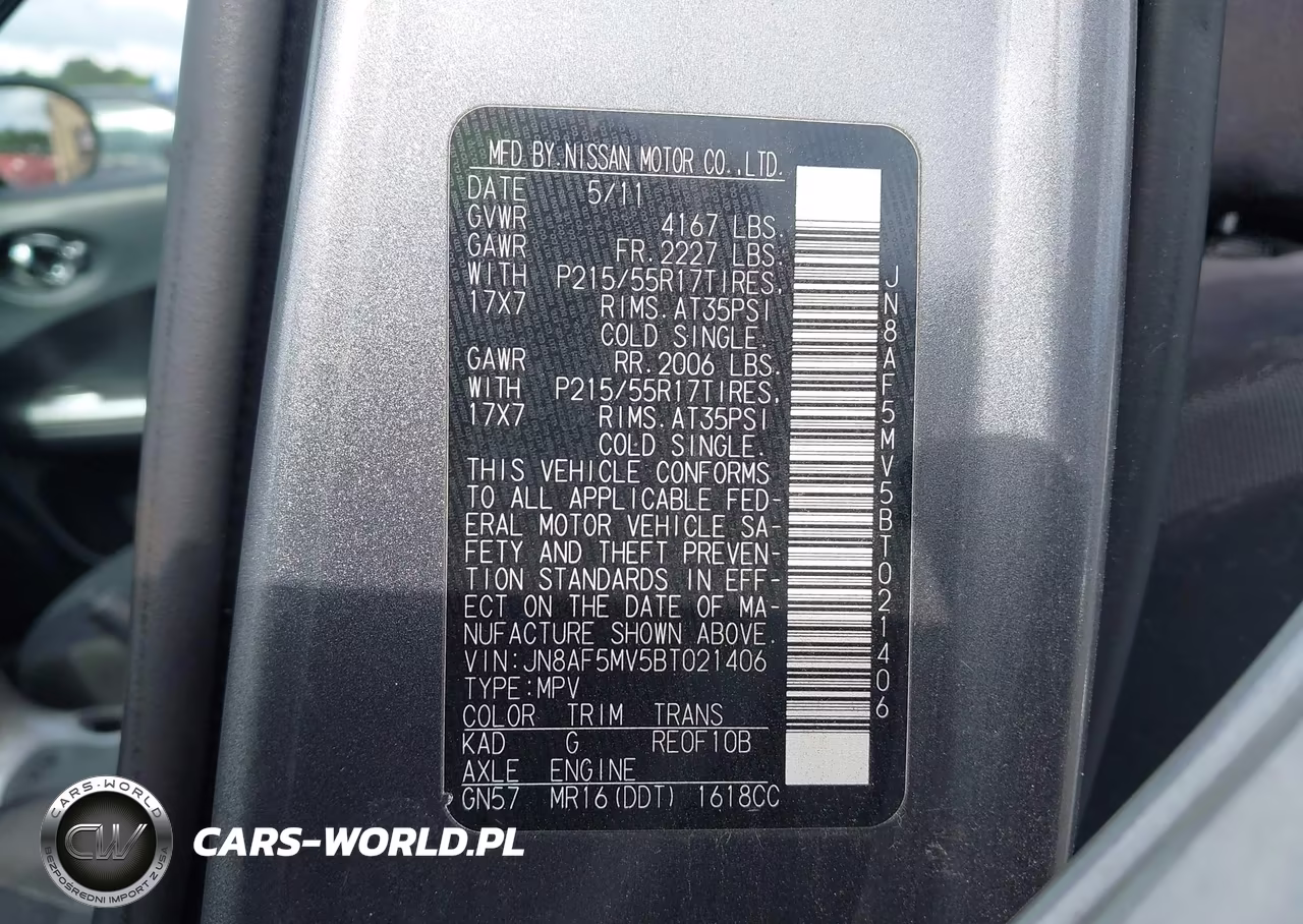 2011 Nissan Juke Sv VIN:JN8AF5MV5BT021406 - 9