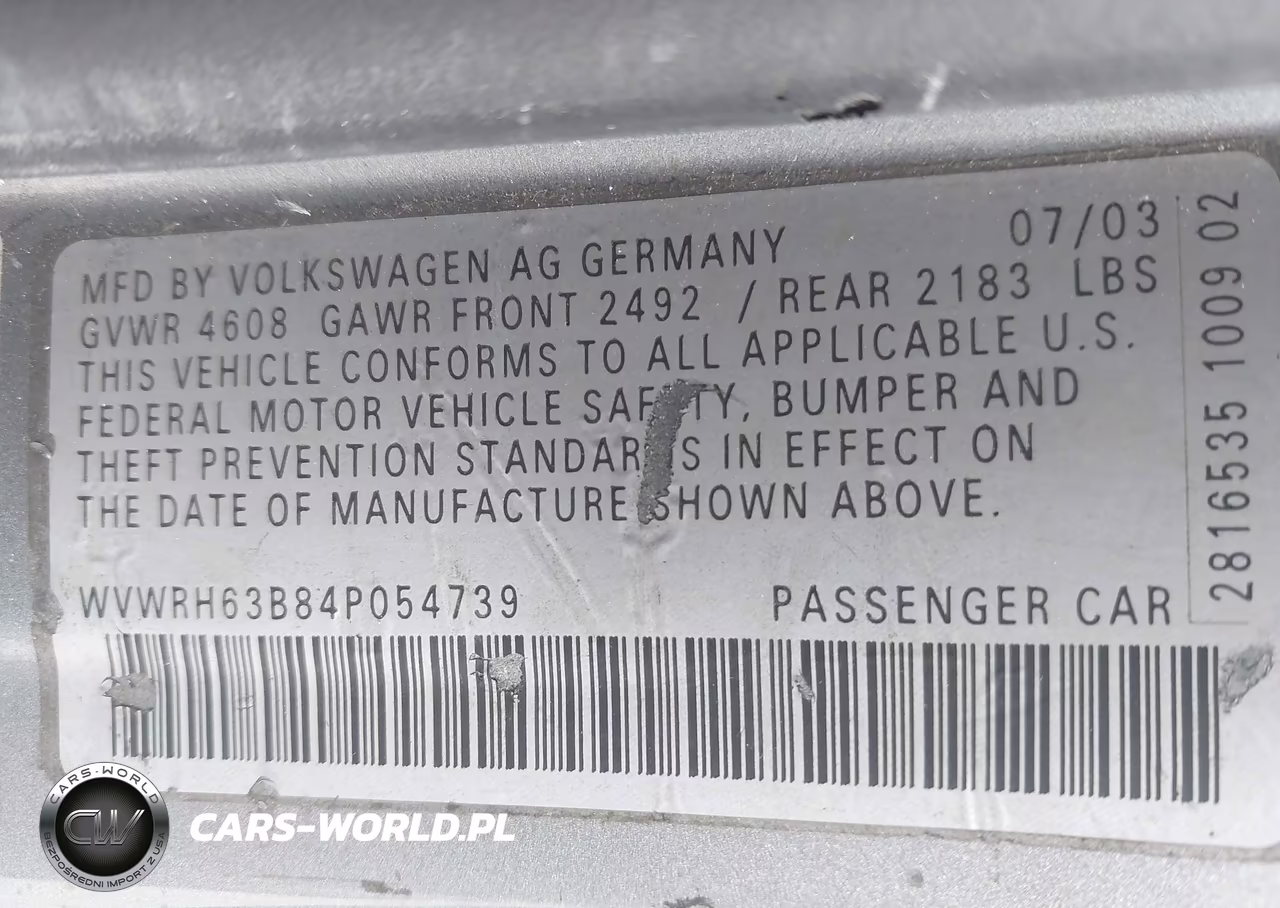 2004 Volkswagen Passat Glx VIN:WVWRH63B84P054739 - 9