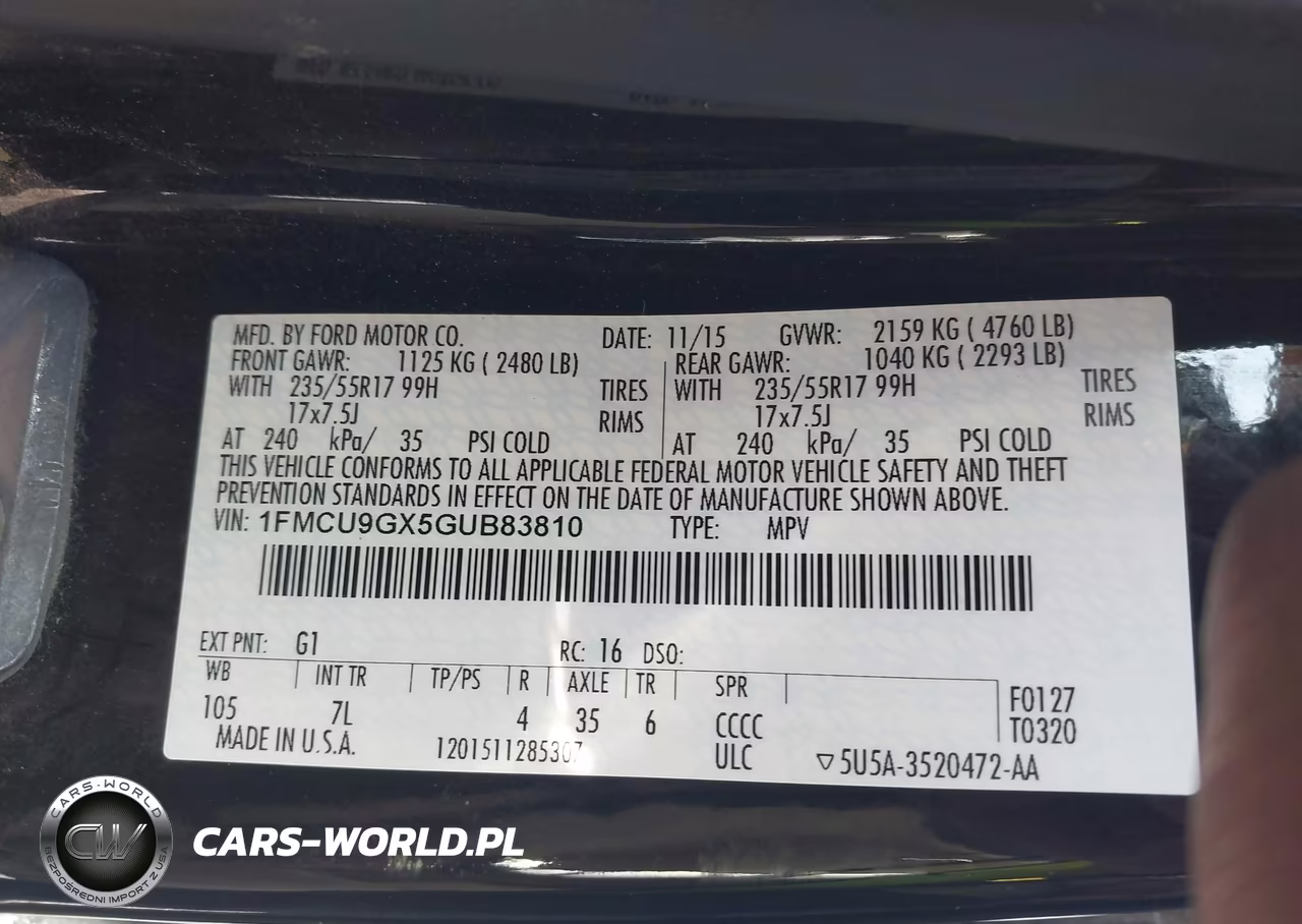 2016 Ford Escape Se VIN:1FMCU9GX5GUB83810 - 9