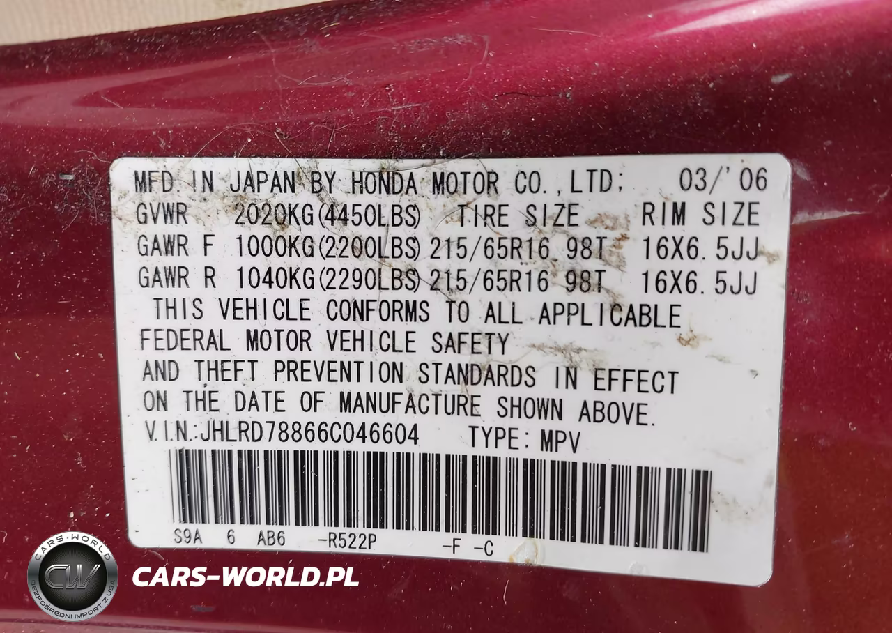 2006 Honda Cr-V Ex VIN:JHLRD78866C046604 - 9