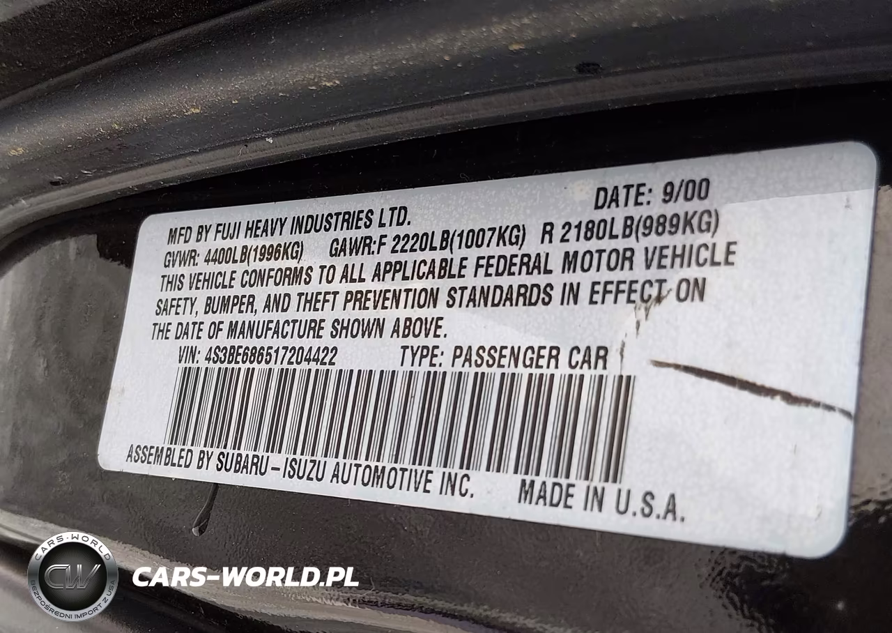 2001 Subaru Outback Limited VIN:4S3BE686517204422 - 9