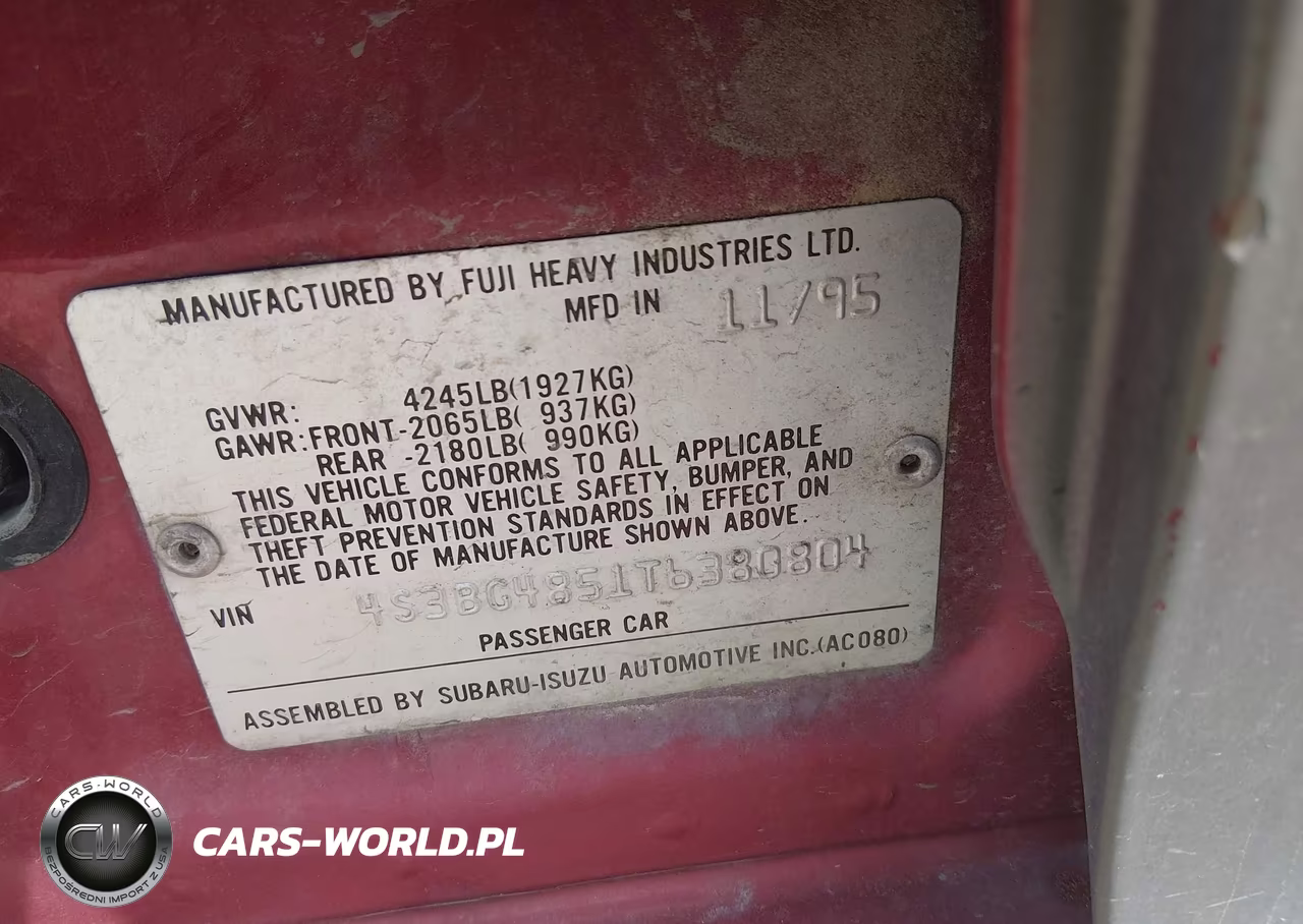 1996 Subaru Legacy Outback VIN:4S3BG4851T6380804 - 9