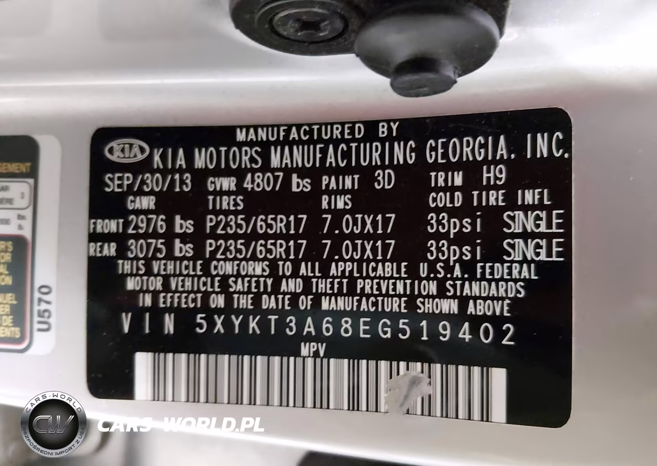 2014 Kia Sorento Lx VIN:5XYKT3A68EG519402 - 9