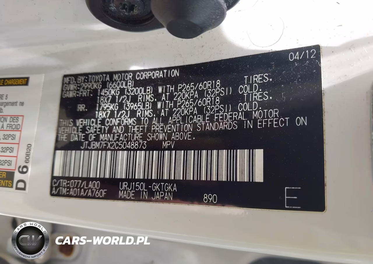 2012 Lexus Gx 460 VIN:JTJBM7FX2C5048873 - 9