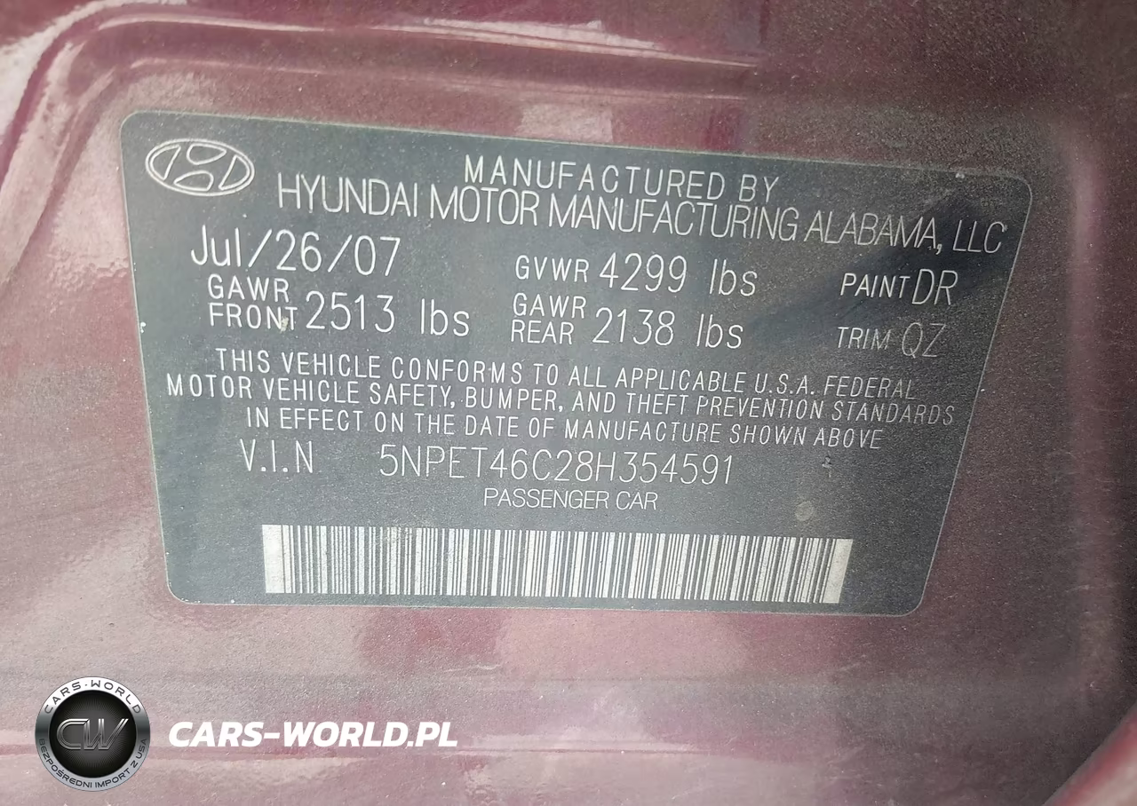 2008 Hyundai Sonata Gls VIN:5NPET46C28H354591 - 9