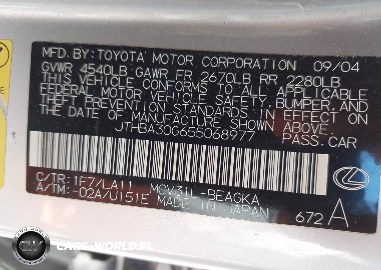2005 Lexus Es 330 VIN:JTHBA30G655068977 - 9