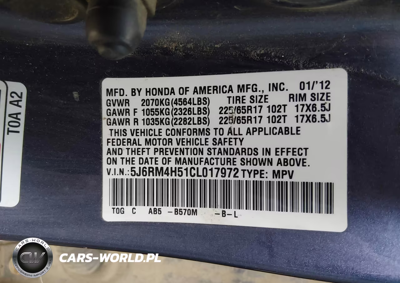 2012 Honda Cr-V Ex VIN:5J6RM4H51CL017972 - 9