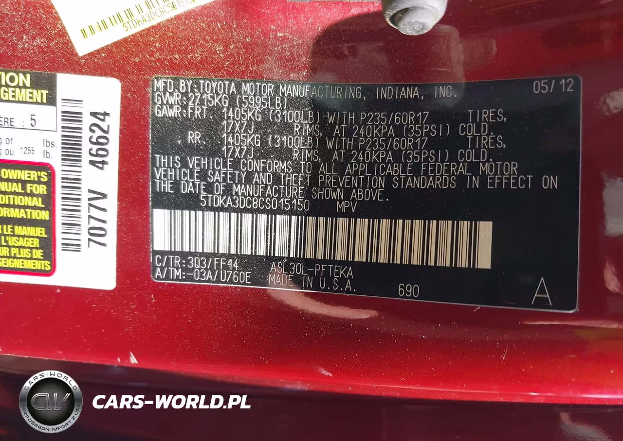 2012 Toyota Sienna Base 7 Passenger VIN:5TDKA3DC8CS015150 - 9