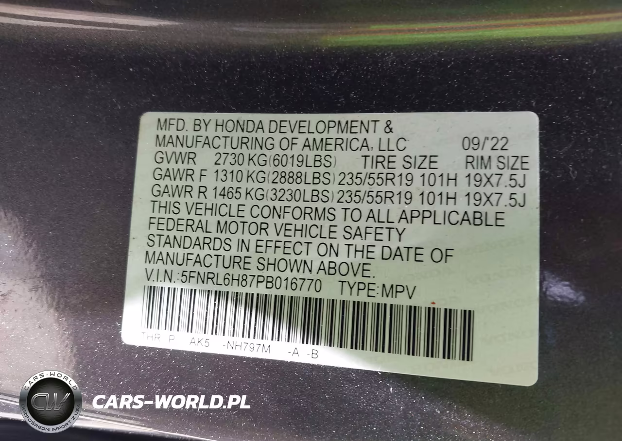 2023 Honda Odyssey Touring VIN:5FNRL6H87PB016770 - 9