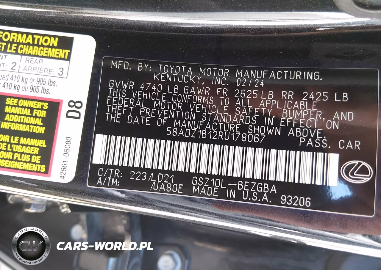 2024 Lexus Es 350 VIN:58ADZ1B12RU178067 - 9