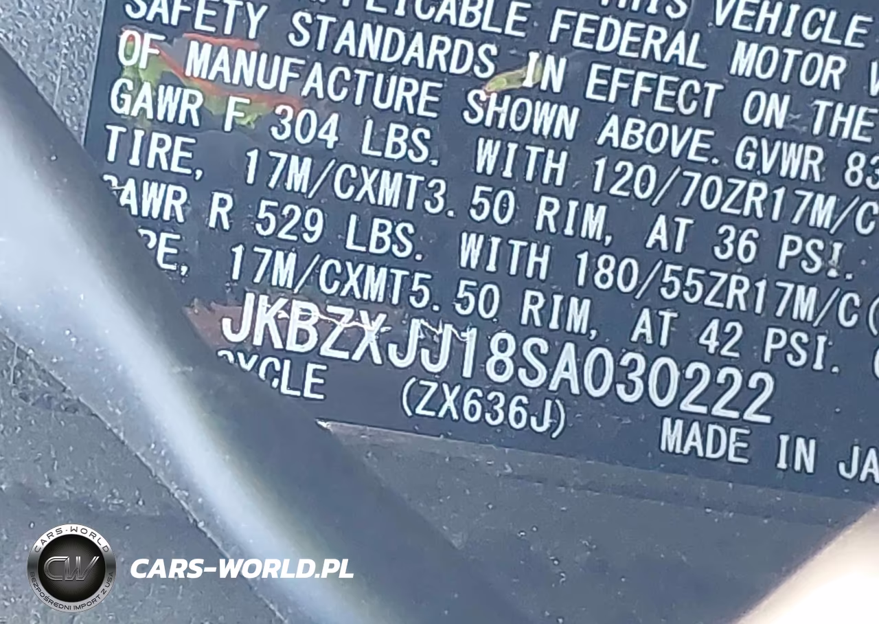 2025 Kawasaki Zx636 K VIN:JKBZXJJ18SA030222 - 10