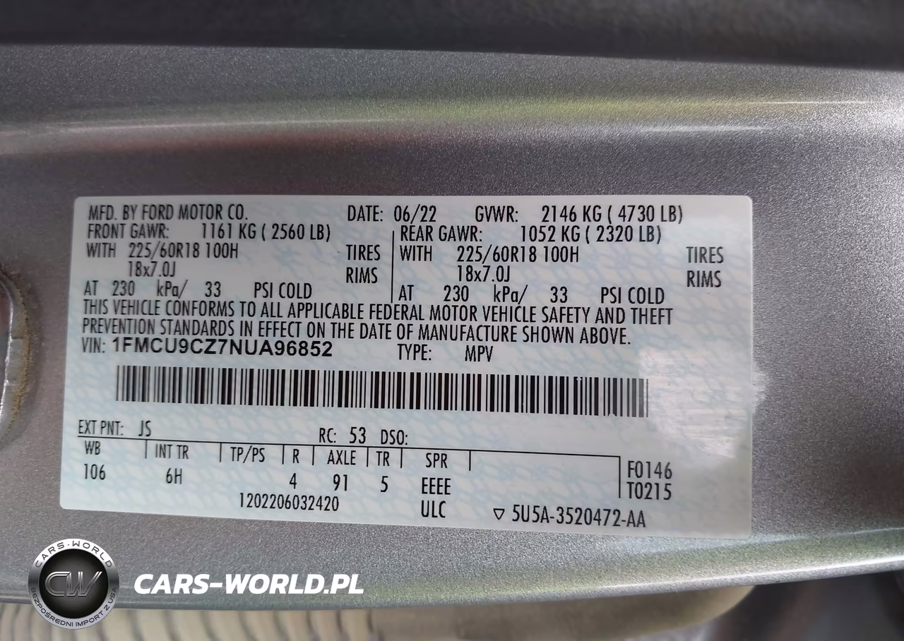 2022 Ford Escape Sel Hybrid VIN:1FMCU9CZ7NUA96852 - 9