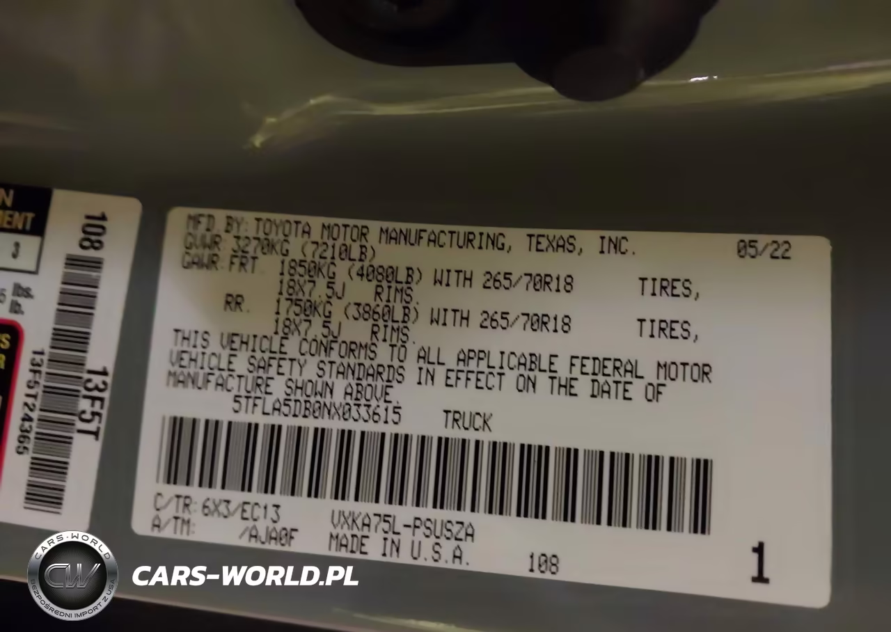 2022 Toyota Tundra Sr5 VIN:5TFLA5DB0NX033615 - 9
