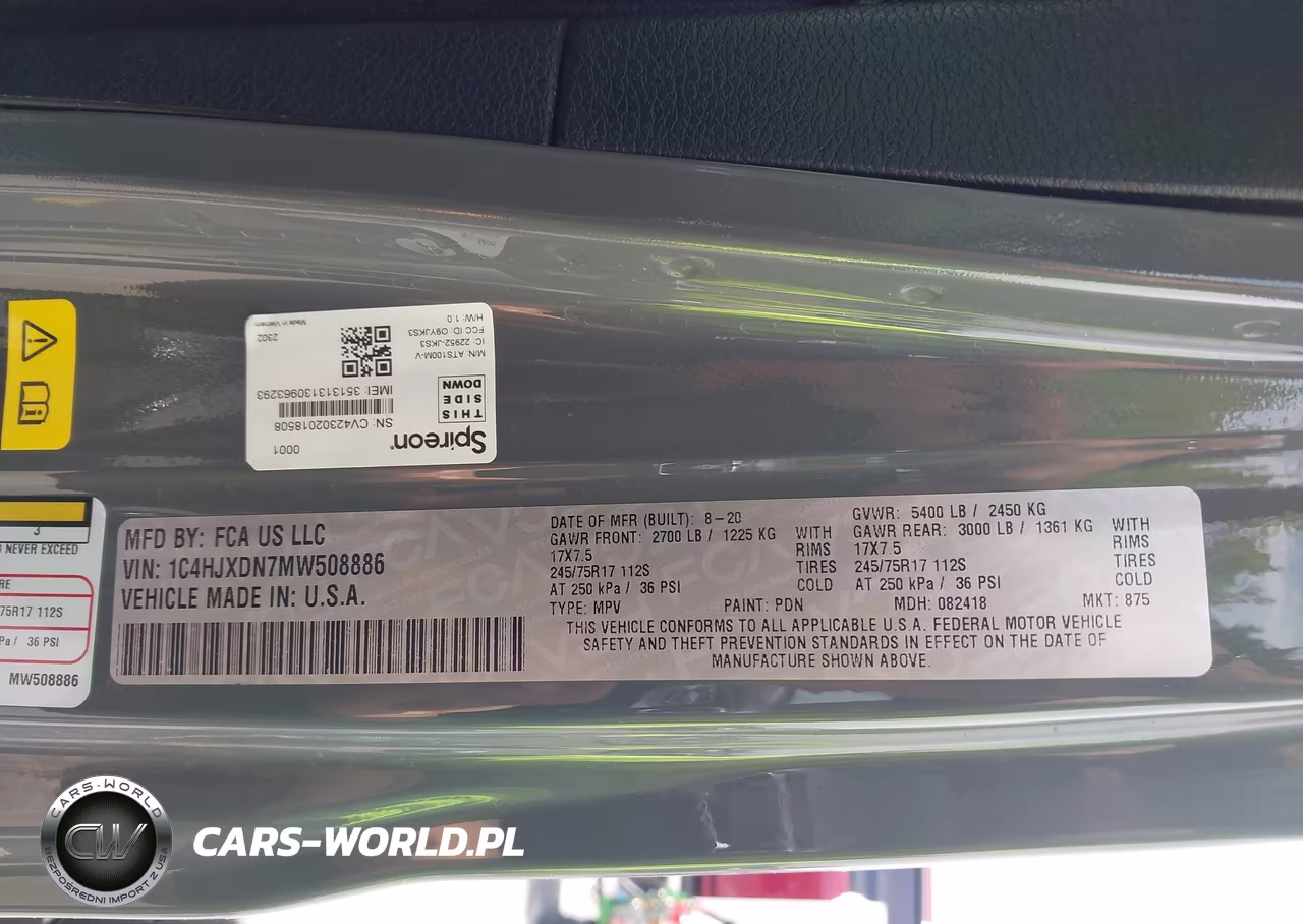 2021 Jeep Wrangler Unlimited Sport S 4X4 VIN:1C4HJXDN7MW508886 - 9
