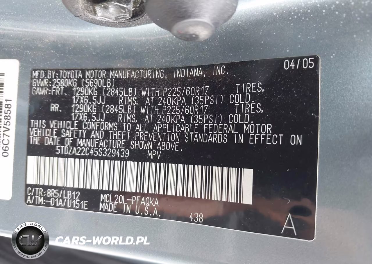 2005 Toyota Sienna Xle VIN:5TDZA22C45S329439 - 9