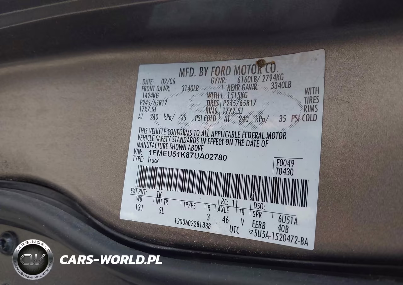 2007 Ford Explorer Sport Trac Xlt VIN:1FMEU51K87UA02780 - 9