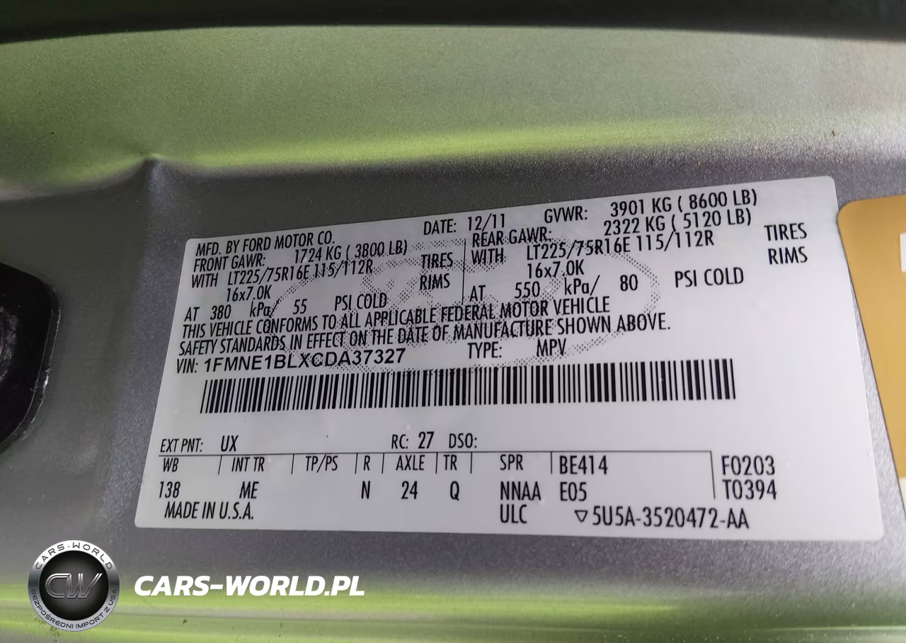 2012 Ford E-150 Xl-Xlt VIN:1FMNE1BLXCDA37327 - 9