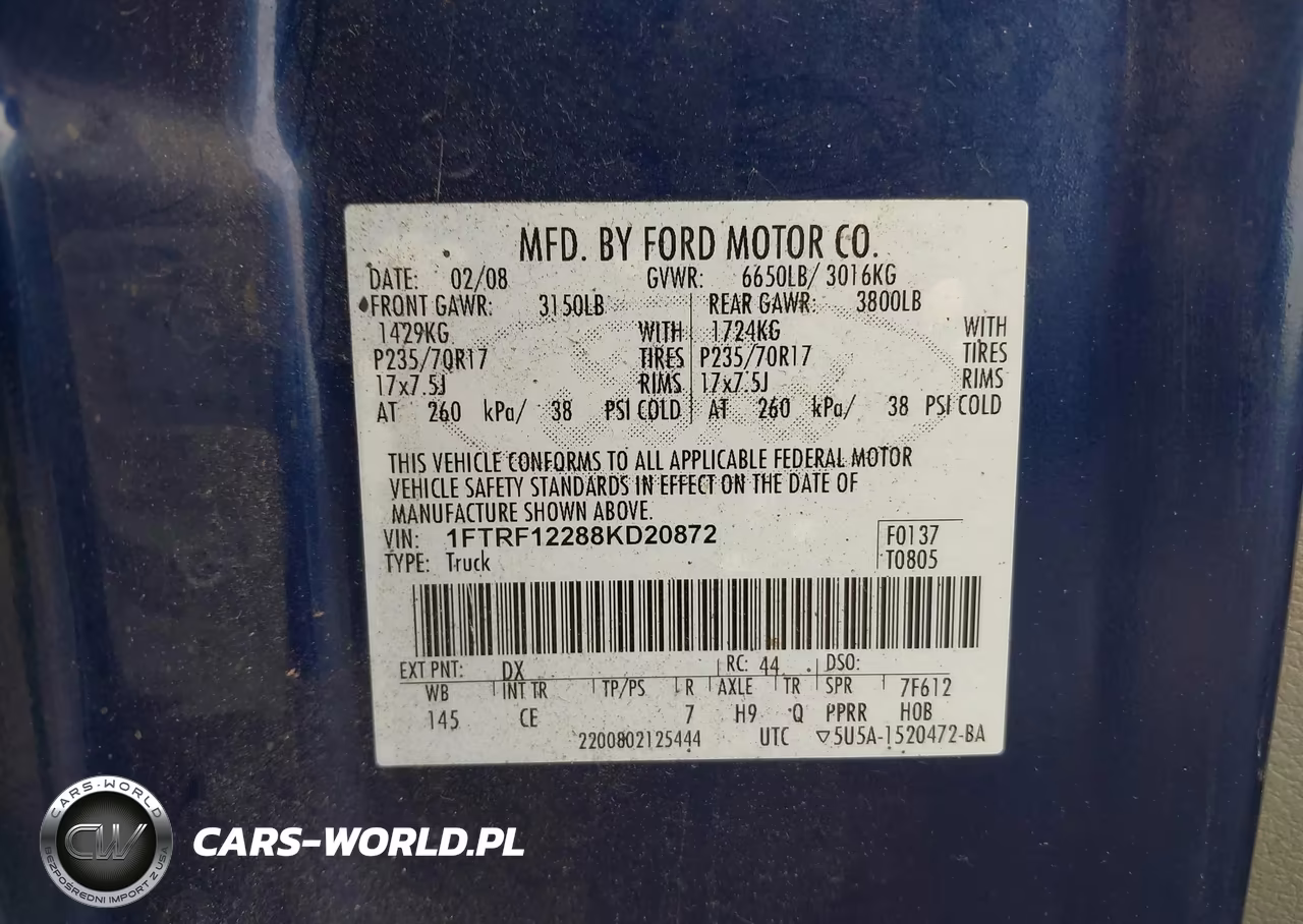 2008 Ford F-150 Stx-Xl-Xlt VIN:1FTRF12288KD20872 - 9